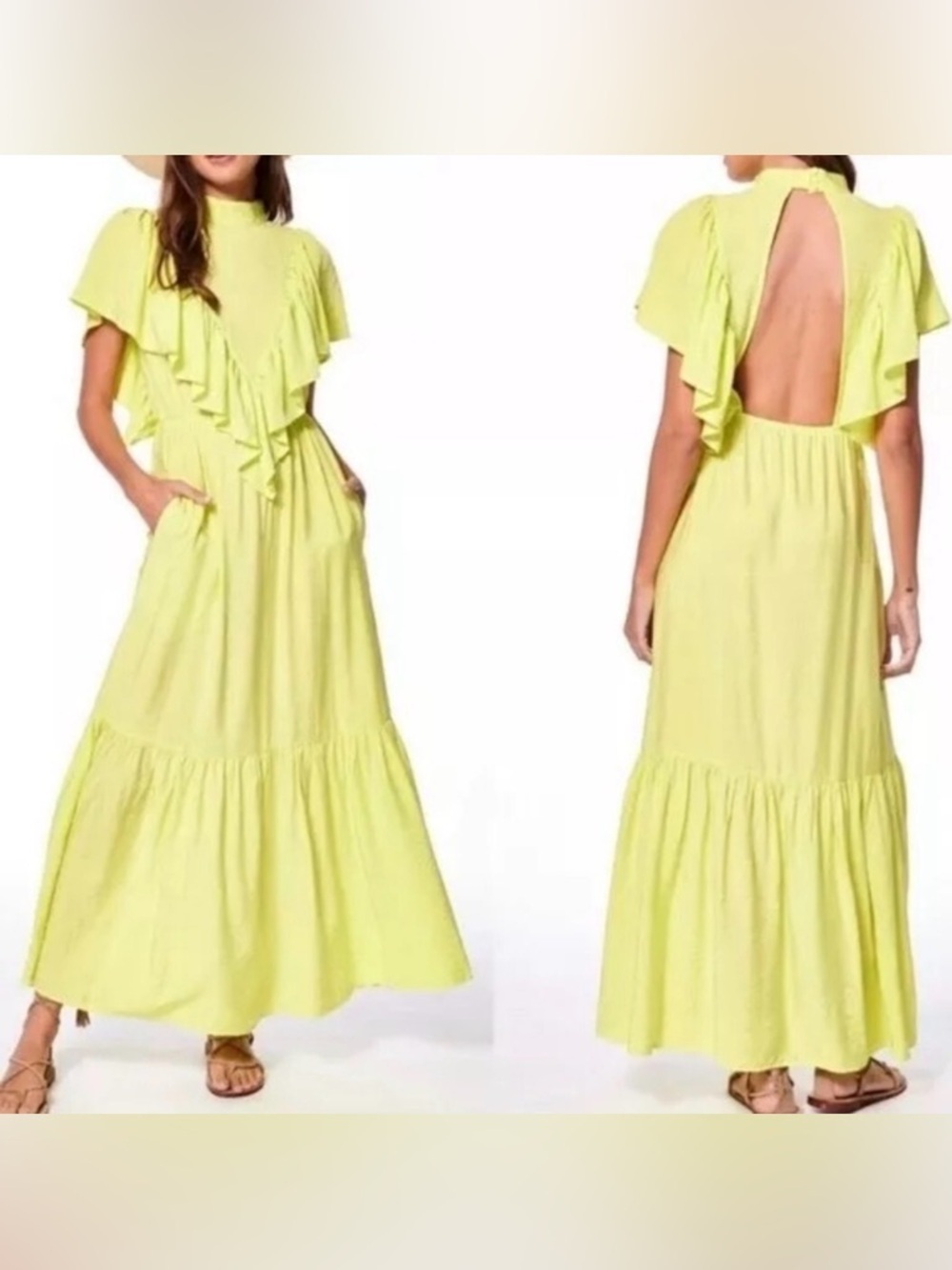 Young Broke & Fabulous Yellow Ruffle Maxi Dress